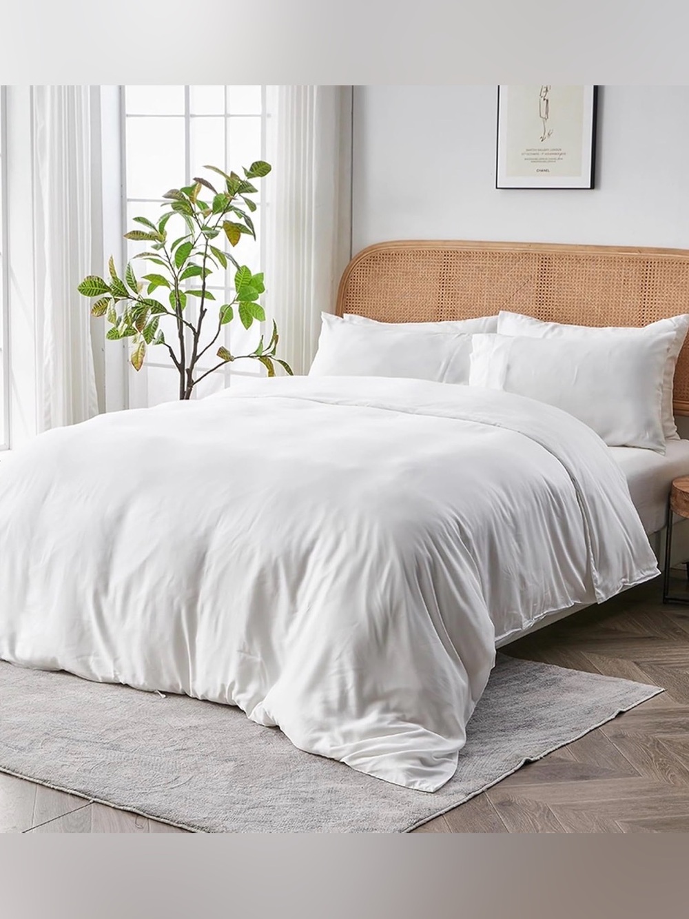 AIRYWEIGHT COOLING EUCALYPTUS TENCEL LYOCELL QUEEN DUVET COVER COLOR SNOW NWOT